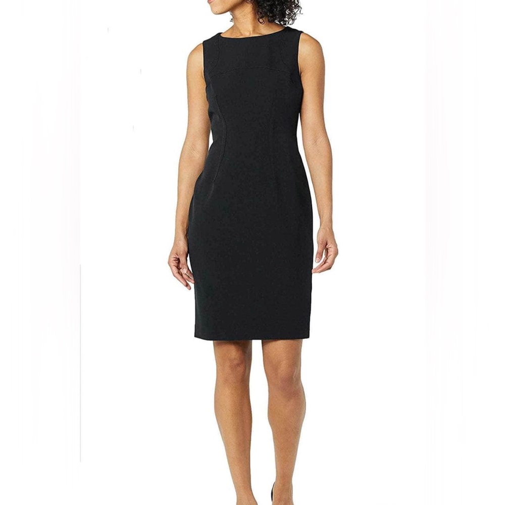 Le Suit Women’s Crew Neck Sleeveless Knee Length Sheath Dress Black 2P